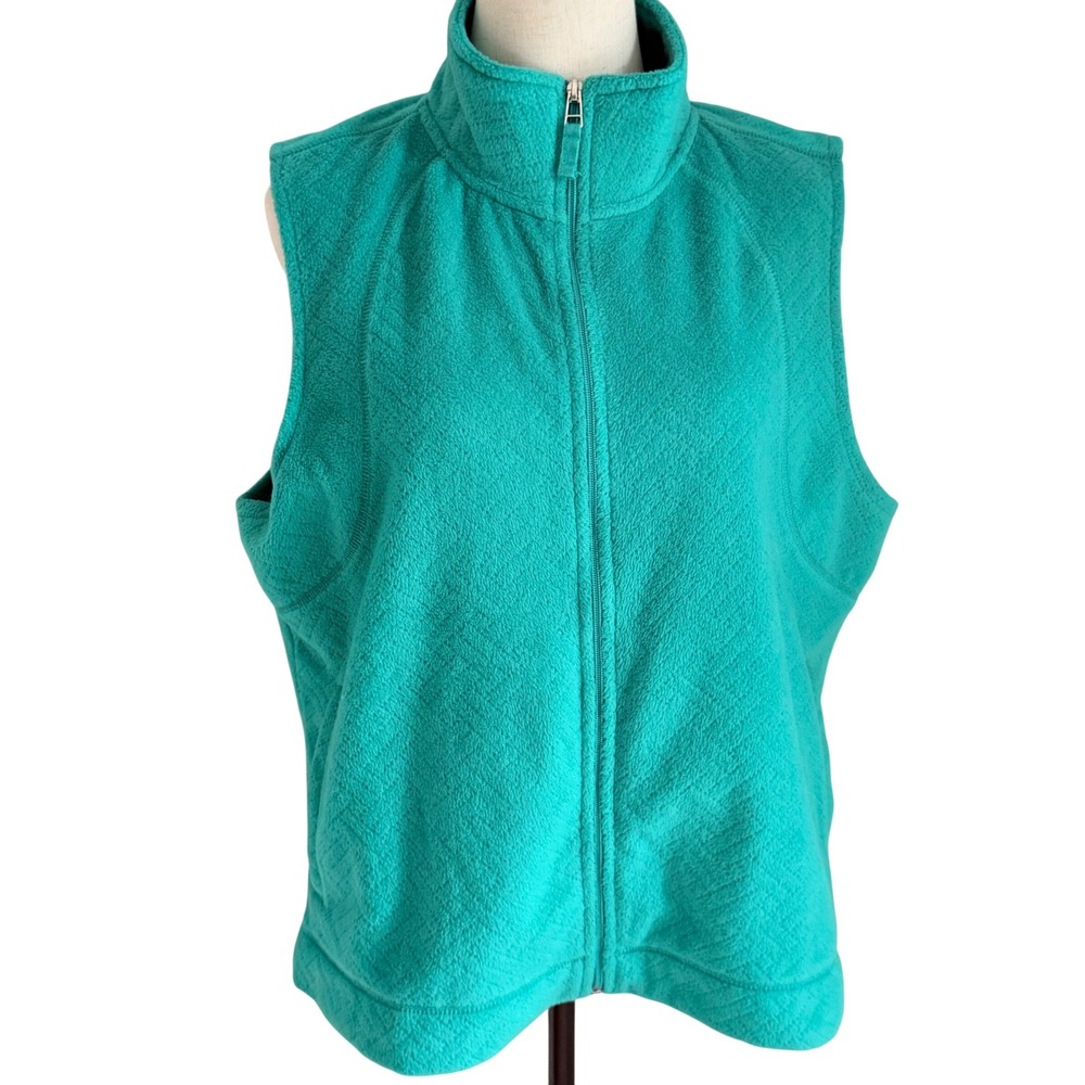 Kim Rogers Womens XL Fleece‎ Vest Full Zip Mock Neck Gorpcore Coastal Athleisure